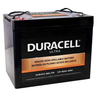 Duracell Ultra 12V 80AH AGM Sealed Lead Acid Battery with M6 Terminals