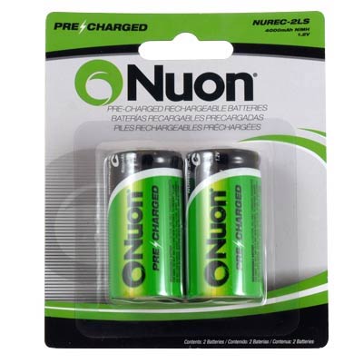 Nuon 1.2V C LR14 NiMH Rechargeable Batteries - 2 Pack High Capacity Power